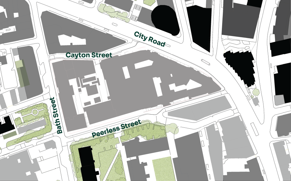 The current site is closed off with no access to pedestrians